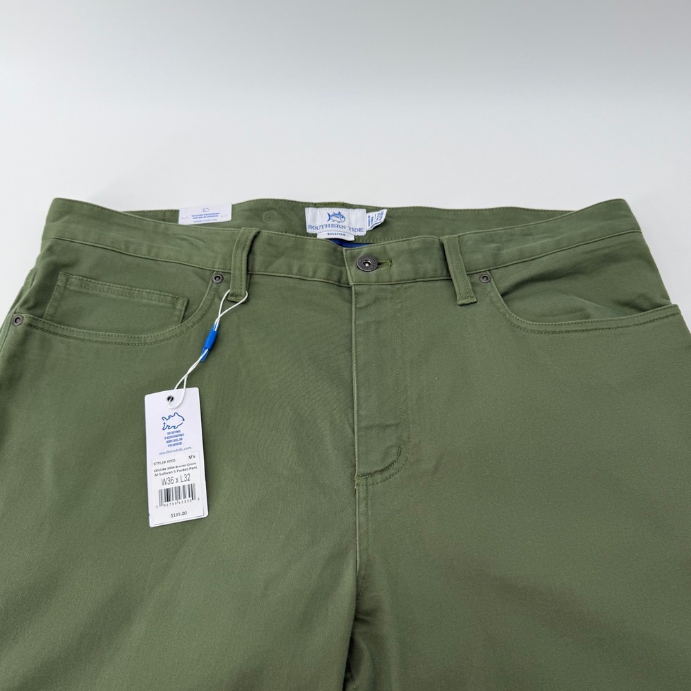 Southern Tide Sullivan 5 Pocket Pants Mens 36x32 Bronze Green 10335 NWT
